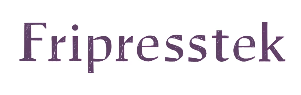 A drawing of the word "Fripresstek" in the font Fripress